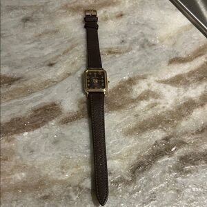 Brown/Gold Square Leather Watch